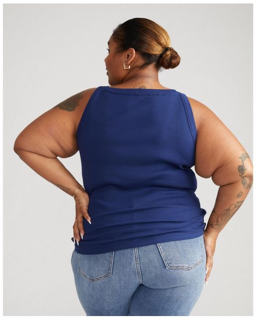 UNIVERSAL STANDARD Blue Plus Size Ribbed Tank