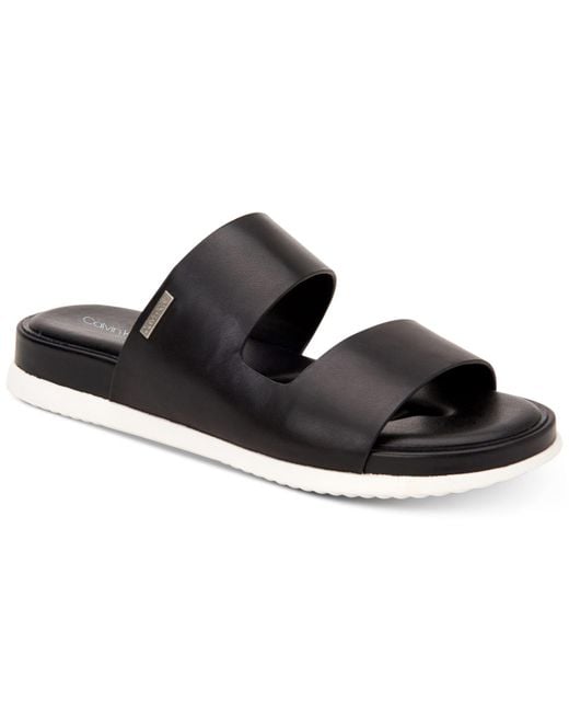 Calvin Klein Diona Flat Sandals, Created For Macy's in Black | Lyst