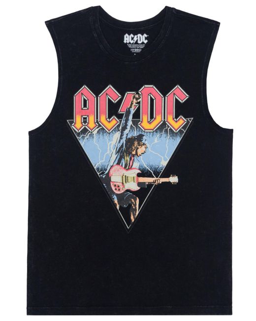 Hybrid Black Acdc Graphic Muscle Tank Top for men