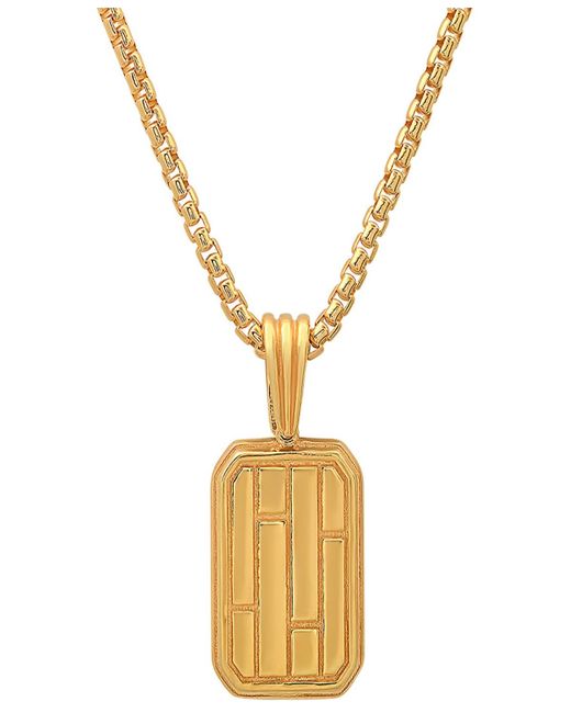 Steeltime Metallic Dog Tag Brick Pendant Necklace for men