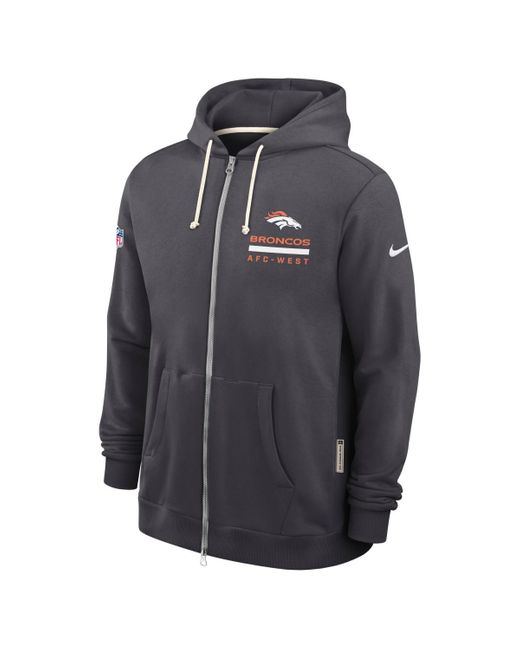 Nike Gray Denver Broncos Sideline Standard Issue Utility Player Dri-fit Full-zip Hoodie for men