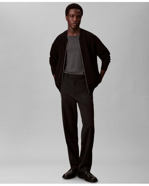 Calvin Klein Black Tech Knit Bomber Jacket for men