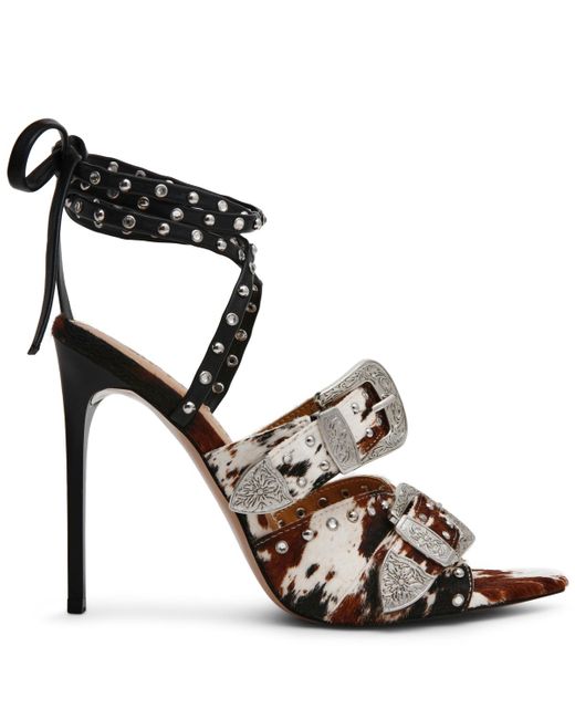 Steve Madden Black Saddle Embellished Ankle Strap Sandal