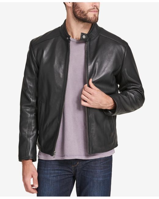 Marc New York Black Men's Leather Moto Jacket for men