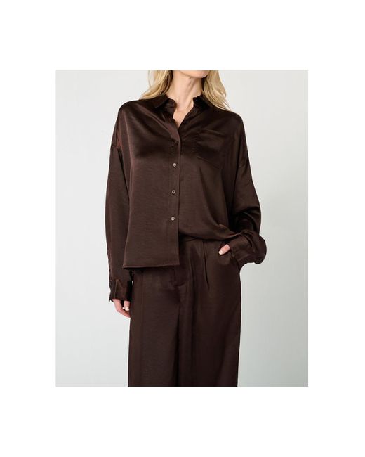 WeWoreWhat Brown Cropped Button Front Shirt
