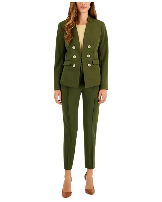 Tahari Faux Double-breasted Jacket & Pants in Green | Lyst