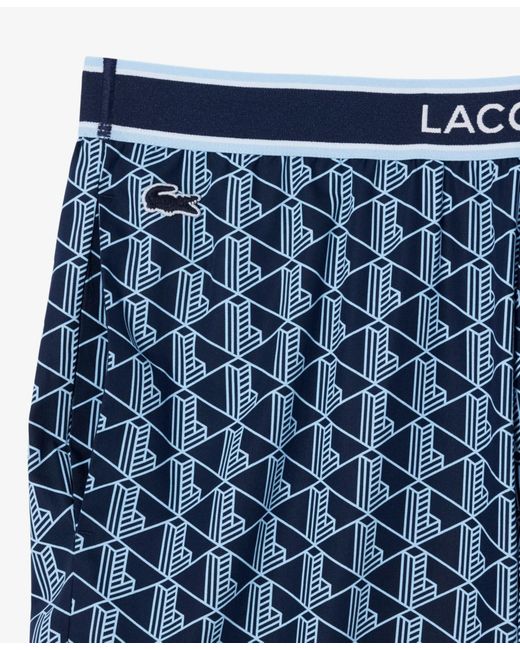 Lacoste Blue Monogram Print Pajama Pants for men