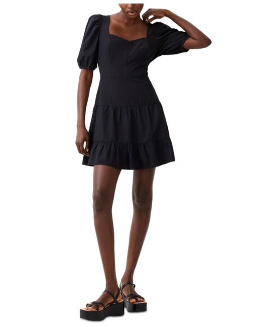 French Connection Black Tiered Fit & Flare Dress