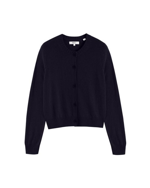 Chinti & Parker Blue Wool Cashmere Blend Crew Neck Cropped Cardigan