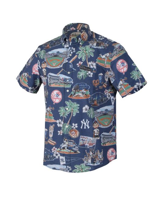 Reyn Spooner Blue New York Yankees Scenic Tri-blend Button-down Shirt for men