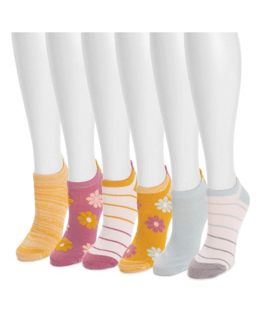 Muk Luks White 6 Pk 3d Tab Low Cut