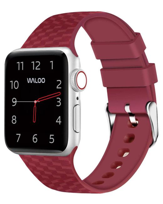 Waloo Red Carbon Fiber Silicone Replacement Band For Apple Watch