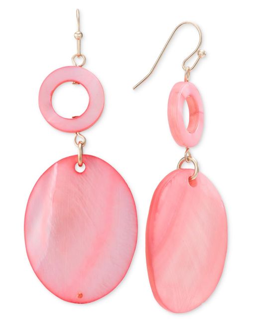 Style & Co. Pink Gold-tone Rivershell Statement Earrings
