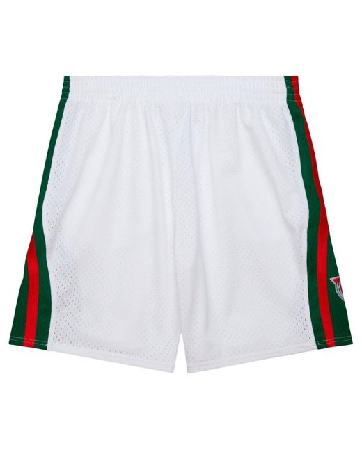 Mitchell & Ness White Milwaukee Bucks 2013/14 Swingman Shorts for men