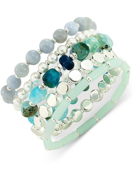 Style & Co. Green 5-pc. Set Stone & Bead Stretch Bracelets