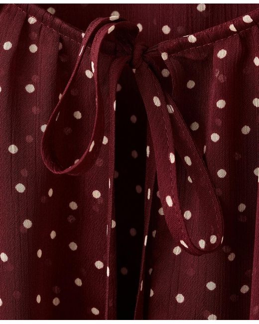 Mango Red Bow Polka-dot Blouse