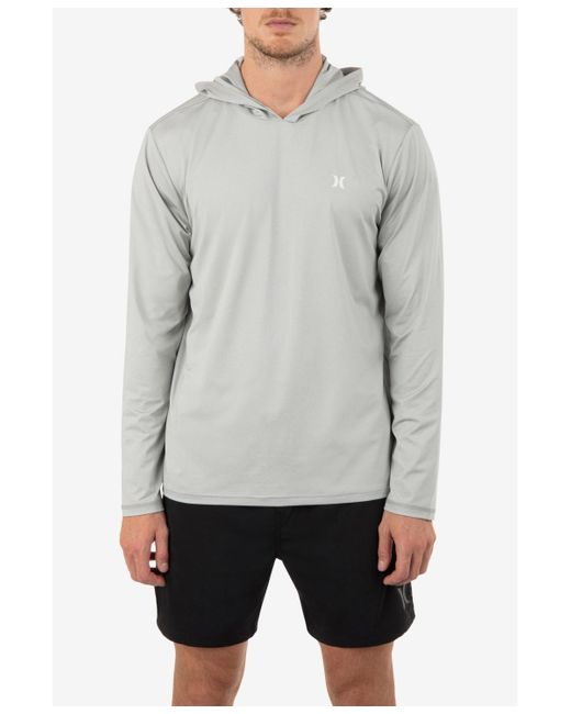 Hurley Gray Everyday Hybrid Hooded Upf Long Sleeves Shirt for men