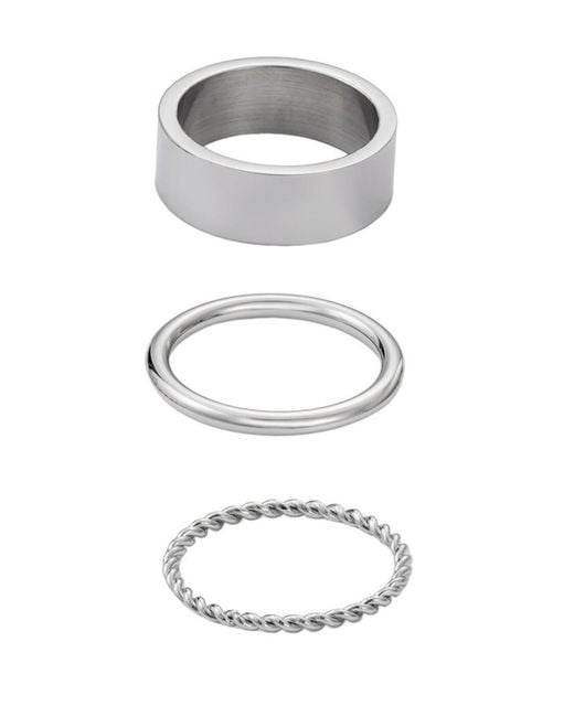 Adornia White Tarnish Resistant Ring Set