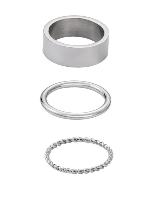 Adornia White Tarnish Resistant Ring Set