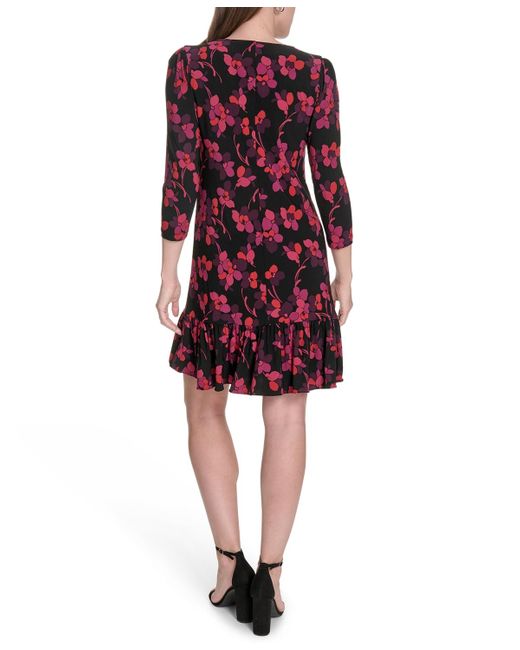 Tommy Hilfiger Red 3/4-sleeve Jersey Shift Dress