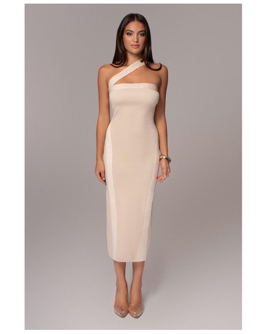 JLUXLABEL Gray Ivone Asymmetrical Midi Dress