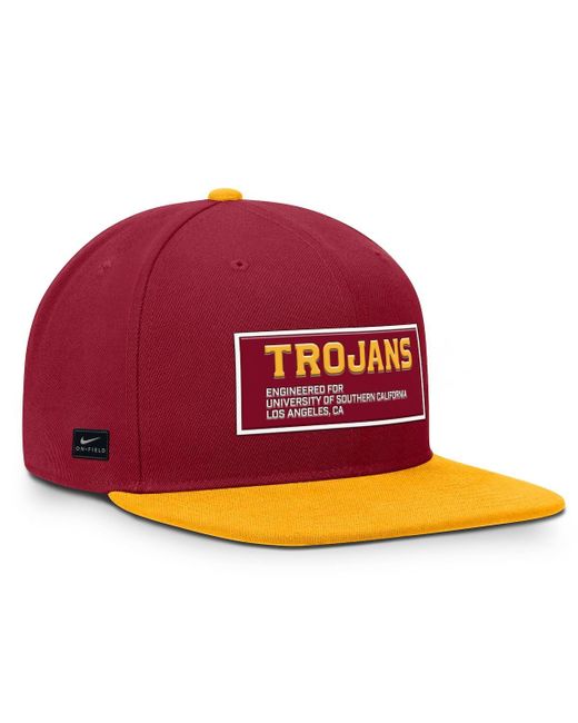 Nike Red Cardinal/gold Usc Trojans 2025 On-field Patch Pro Dri-fit Snapback Hat for men