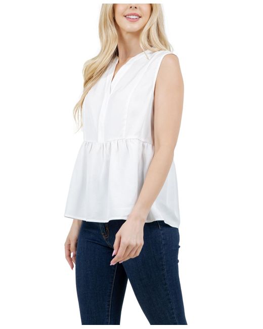 Fever White V-neck Sleeveless Top
