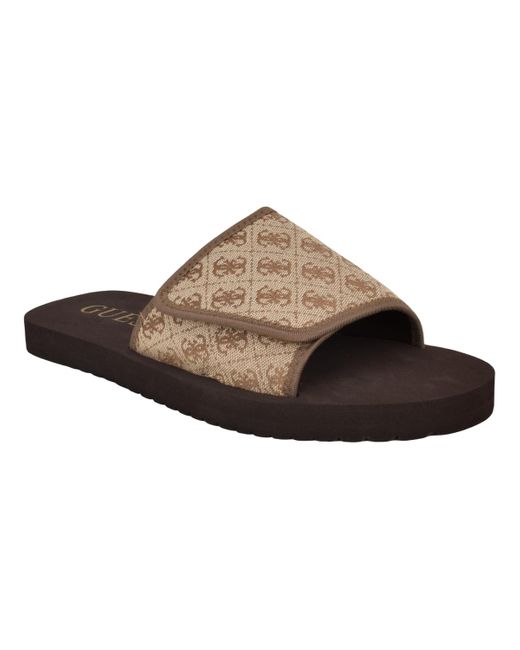 Guess Brown Hartz Branded Fashion Slide Sandals for men