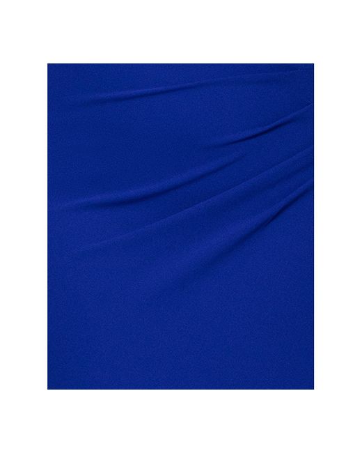 Xscape Blue Plus Size One-shoulder Bow-detail Evening Gown