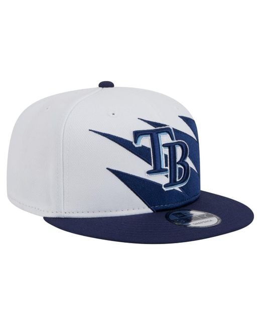 KTZ Blue Navy/white Tampa Bay Rays jagged 9fifty Snapback Hat for men