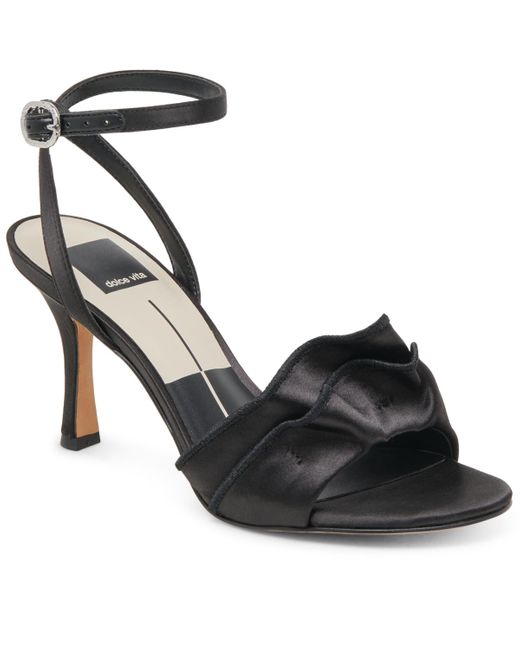 Dolce Vita Black Lunette Ruffled Two-piece Dress Sandals