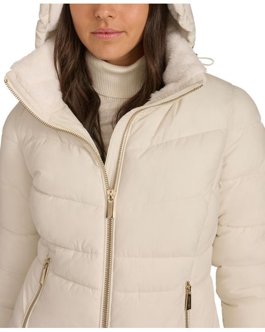 Calvin Klein Natural Faux-fur-lined Hooded Puffer Coat