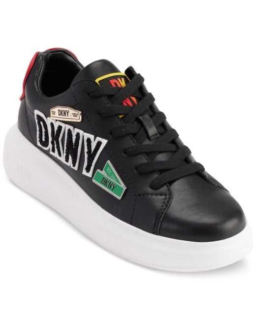 DKNY Black Jewel City Signs Lace-up Low-top Platform Sneakers