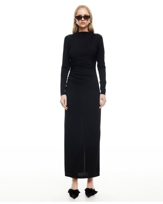 Lioness Black Contour Maxi Pull-on Dress