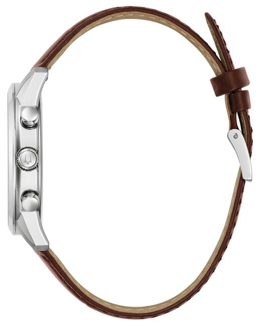 Bulova Blue Chronograph Classic Sutton Leather Strap Watch 41mm for men