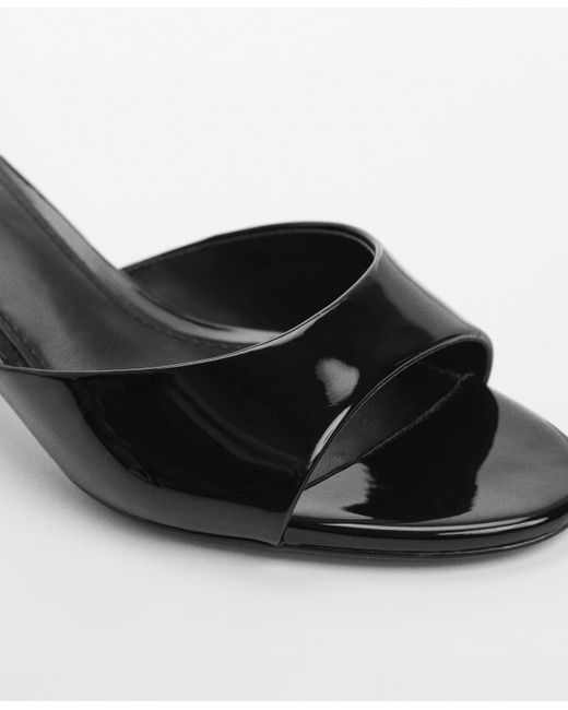 Mango Black Patent Leather Effect Heeled Sandals