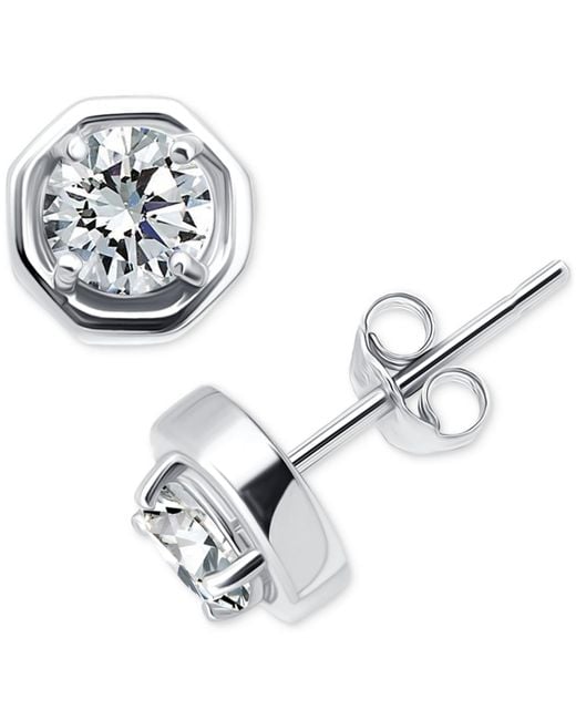 Giani Bernini Metallic Cubic Zirconia Solitaire Octagon Stud Earrings