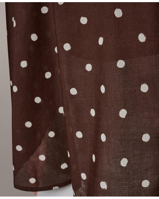 Donna Karan Weekend Brown Printed Split Neck Blouse