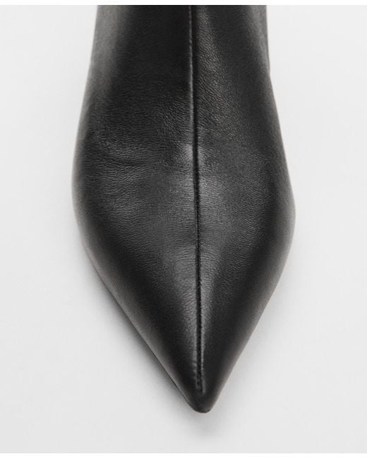 Mango Kitten Heels Leather Boots in Black | Lyst