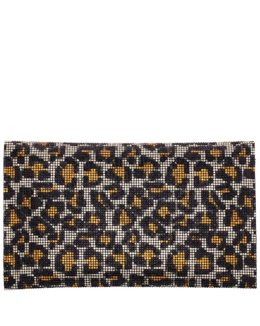 Nina Black Leopard Print All Over Crystal Envelope Clutch