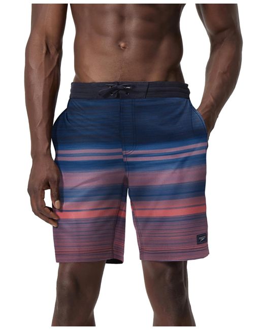 Speedo Blue Onshore Bondi Basin Ombre Stripe Drawstring 9" Boardshorts for men