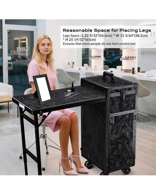 Byootique Black Rolling Makeup Case Nail Table