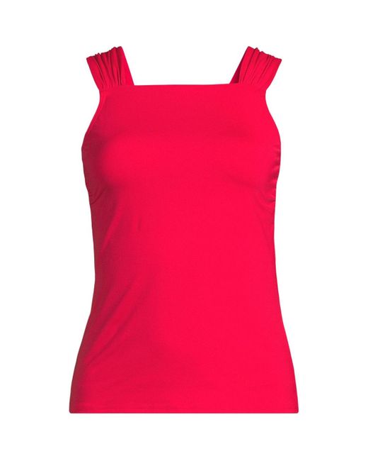 Lands' End Pink Chlorine Resistant Cap Sleeve High Neck Tankini Swimsuit Top