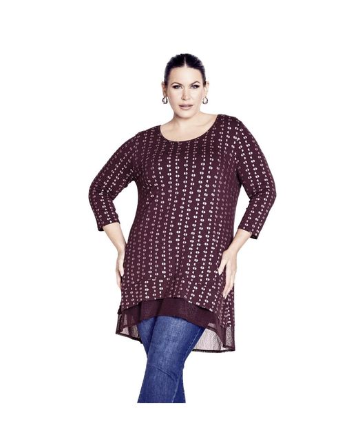 Avenue Purple Tops & Tees Foil Print Tunic