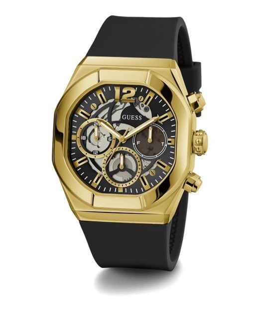 Guess Black Multi-function Silicone Watch for men