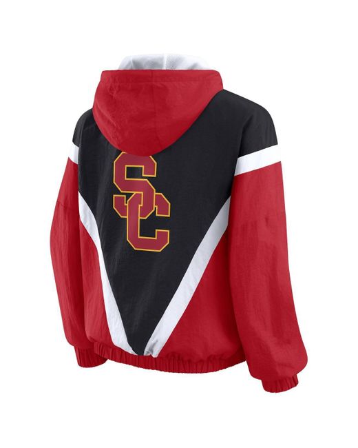 WEAR by Erin Andrews Red Cardinal/black Usc Trojans Color Block Full-zip Windbreaker Jacket