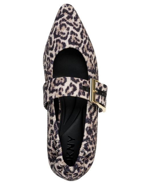 DKNY Black Cormic Pointed Toe Ballet Flat With Belt Strap Sandal