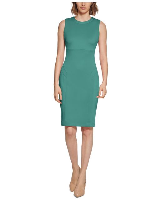Calvin Klein Sleeveless Shift Dress in Green Lyst