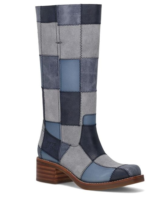 FRYE and CO Blue Miranda Patchwork In Pull-on Tall Boots