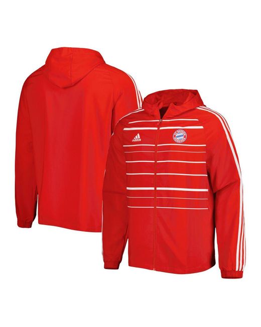 adidas Red Bayern Munich Dna Raglan Full-zip Hoodie Windbreaker Jacket for  Men | Lyst